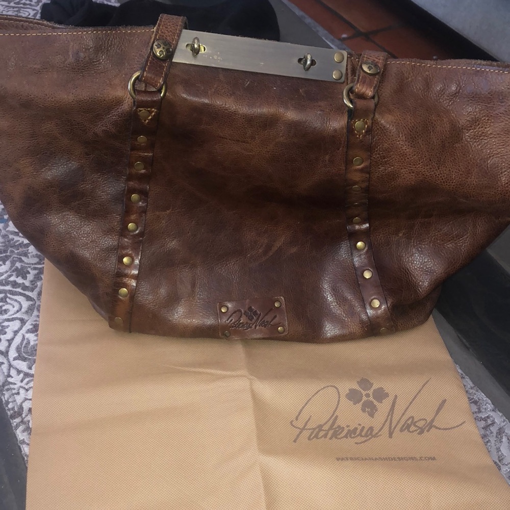 Patricia Nash Cognac leather tote. GUC.